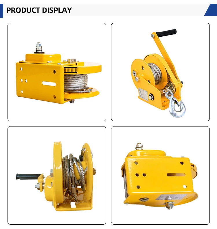 Self Locking Worm Gear Winch Yellow Hand Pulling Winch